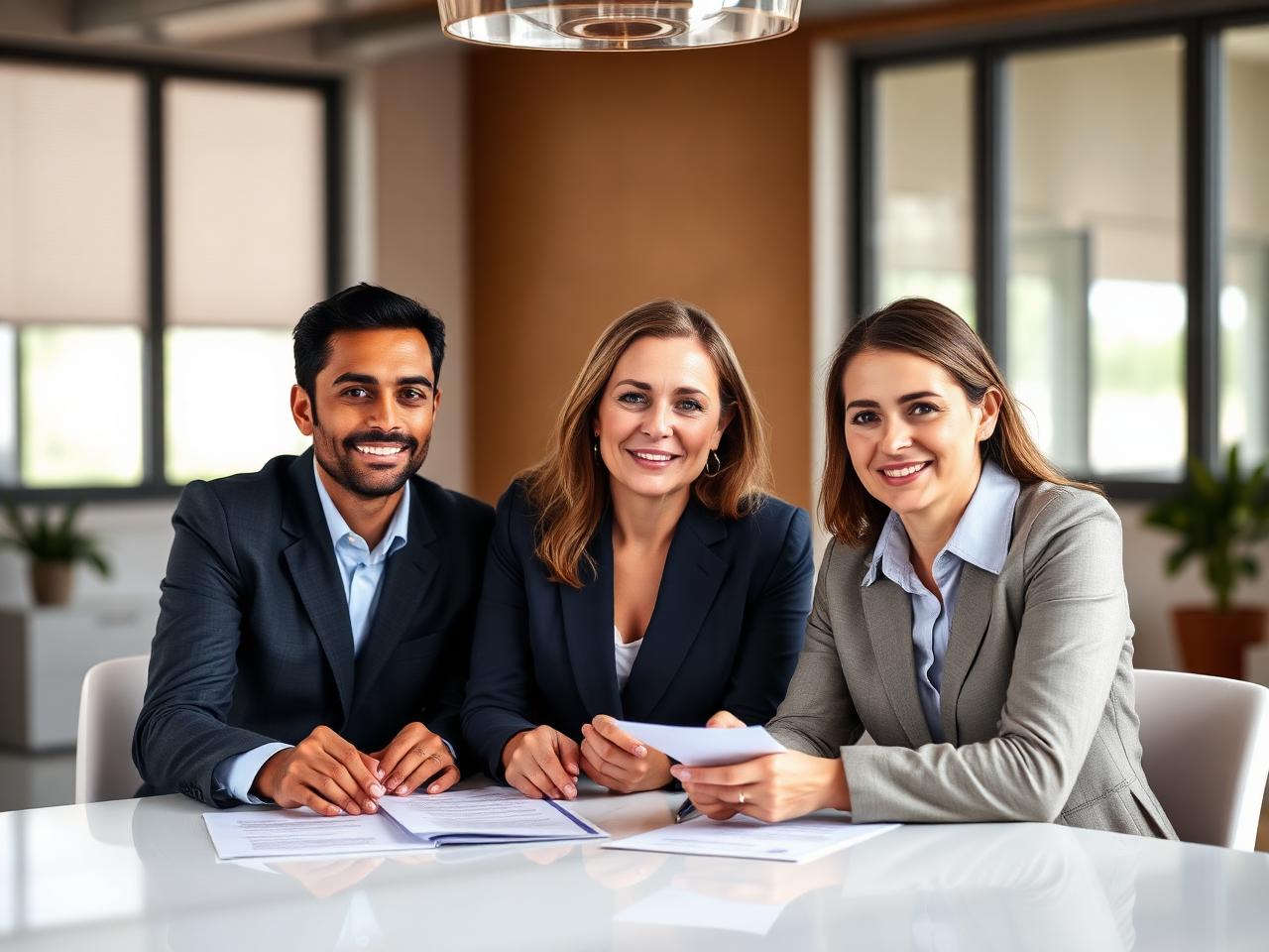 Besprechung mit Immobilieneigentümern über Unterlagen zu einem Objekt